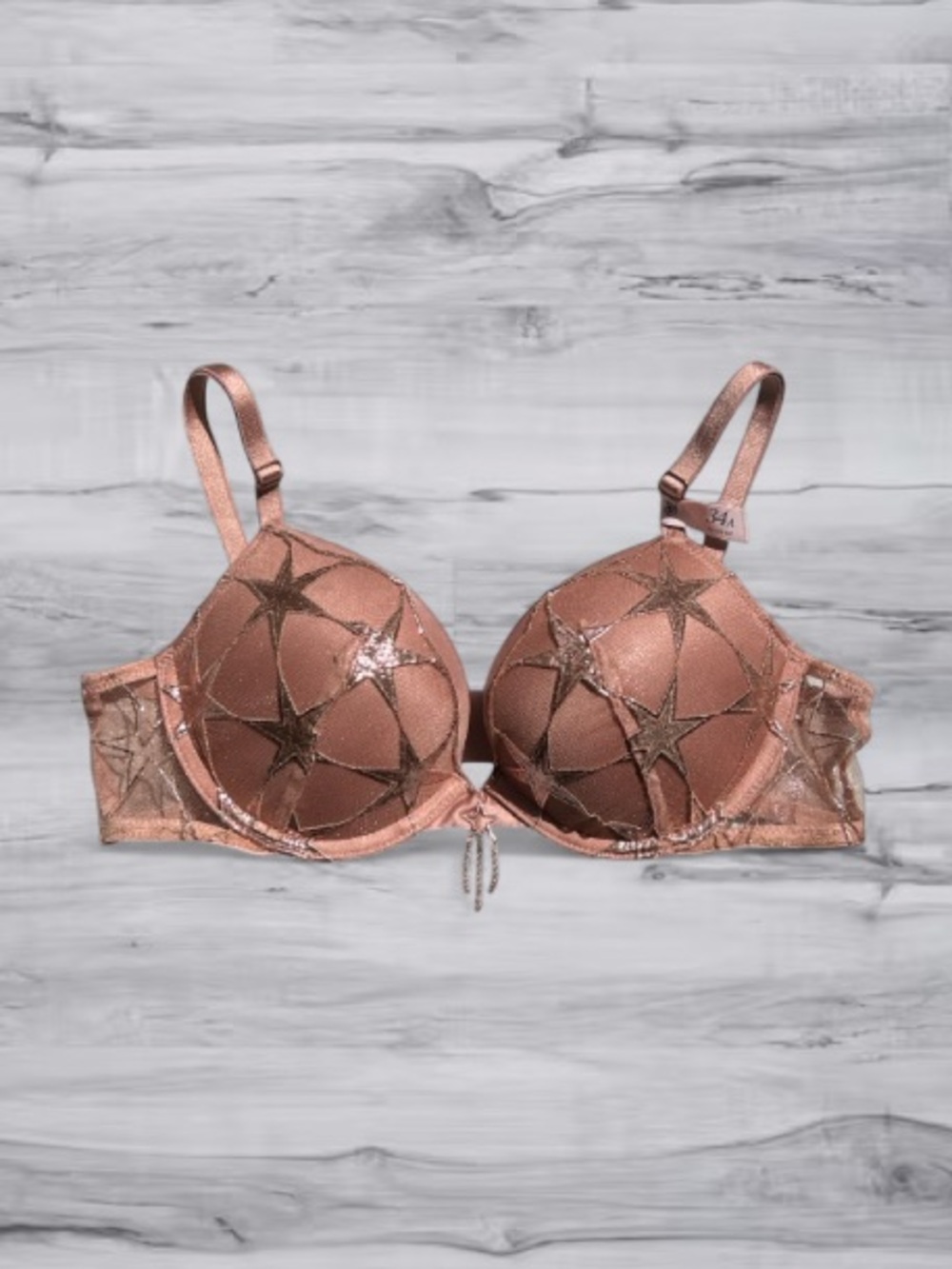 💫 Rose Gold Stardust Push Up Bra Victoria’s Secret Limited Edition 34A NWT